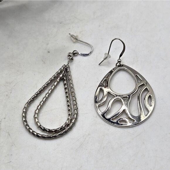 "5/$25" Mismatched Silvertone Teardrop Dangle Earrings - Picture 3 of 6